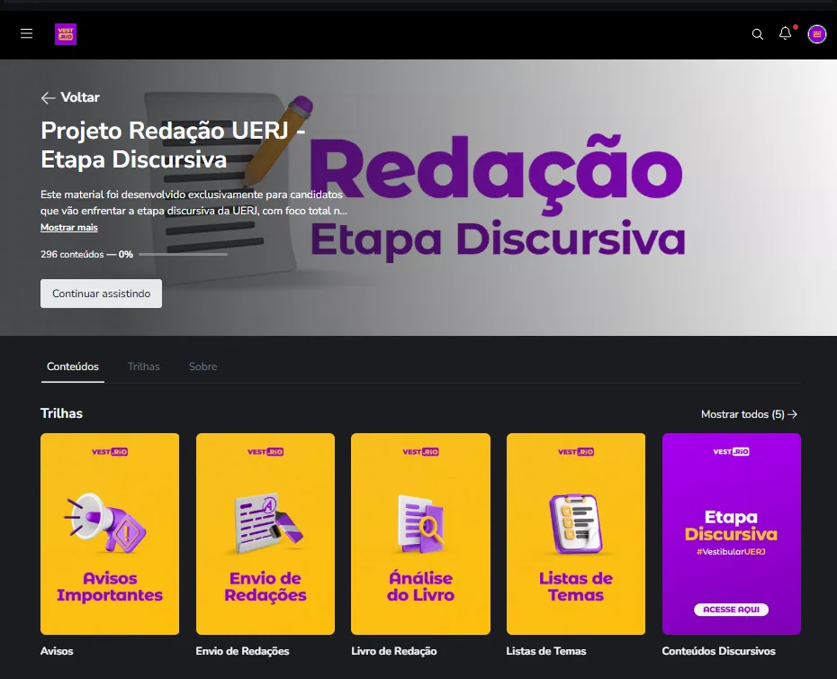 Tela da Plataforma